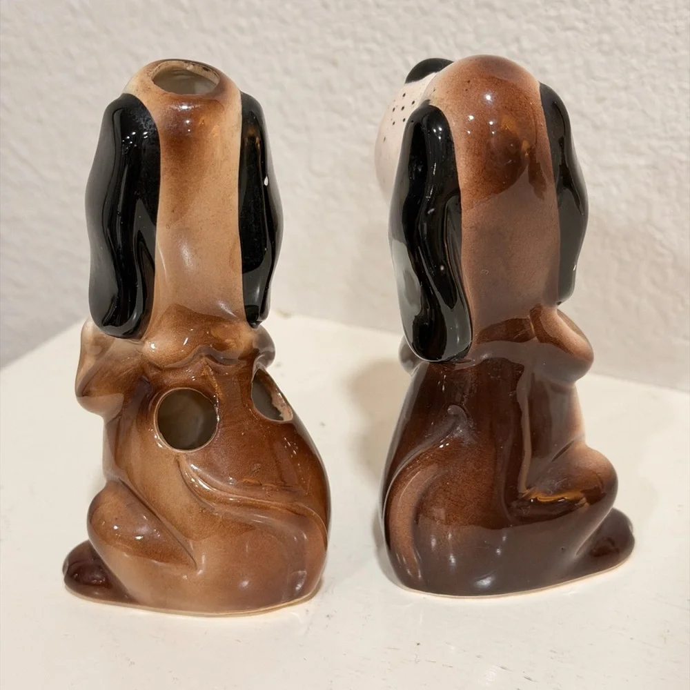 Vintage Dog Pencil Sharpener & Holder Ceramic Figurines Set of 2